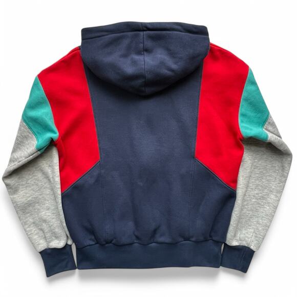 Vintage 80s Nike Spellout Swoosh Colorblock Full Zip Hoodie Sweatshirt Navy Red - Picture 8 of 9